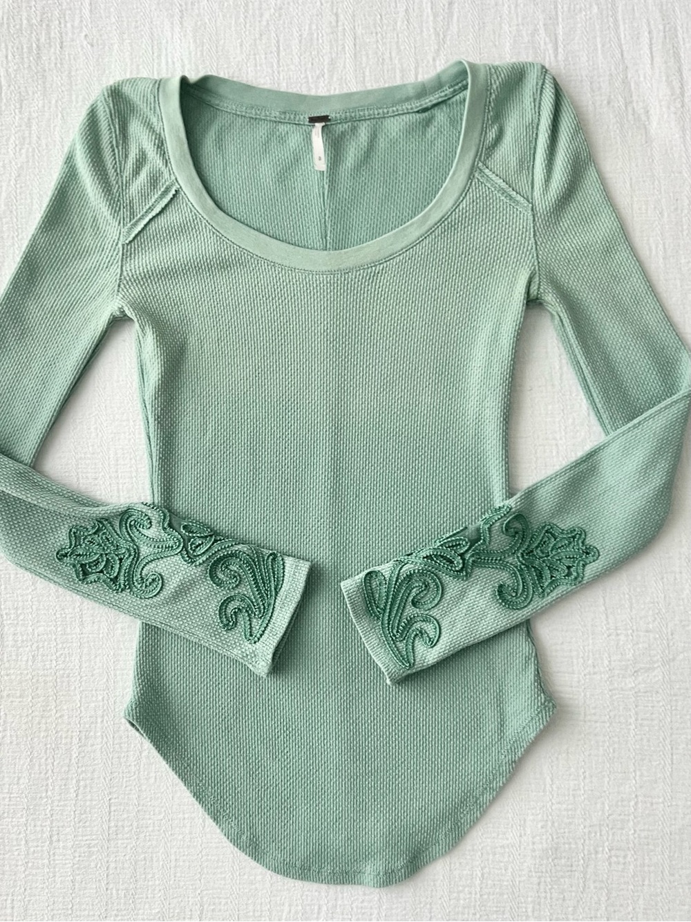FREE PEOPLE Mint Green Masquerade Cuff Thermal Top